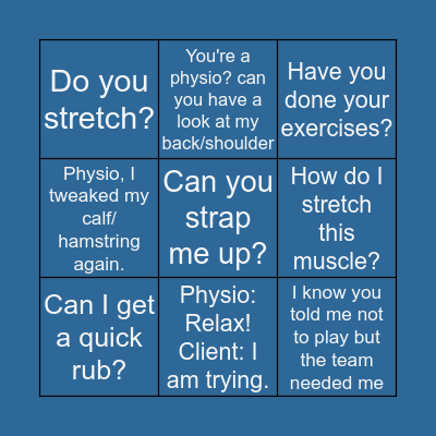 At the Physio Bingo Card