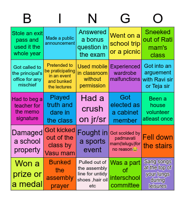 Howardians Bingo Card