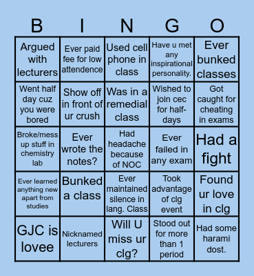 GJC..! Bingo Card