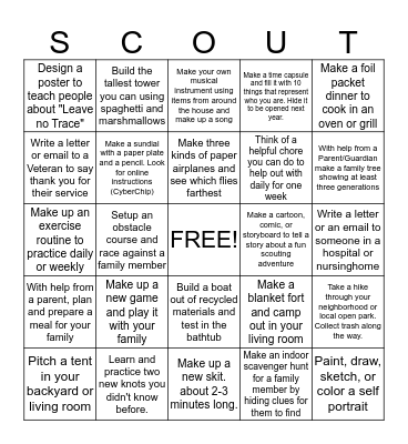 Cub Scout BINGO Card