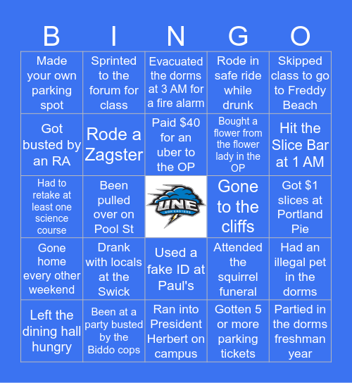 UNE Bingo Card