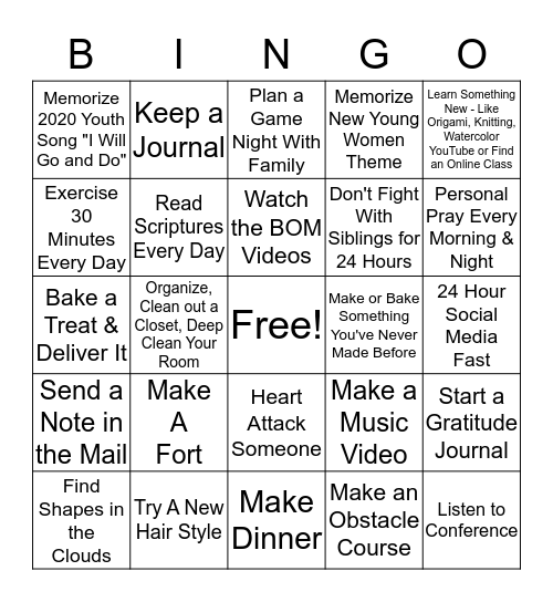 Quarentine Bingo Card