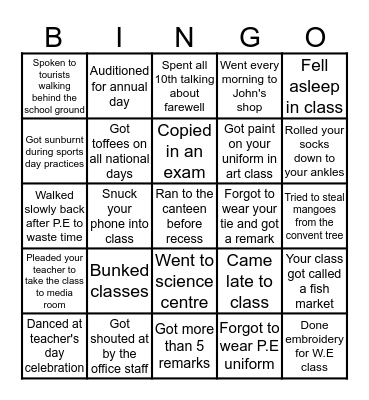 MIGHS Bingo Card
