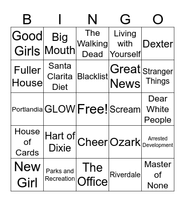 Netflix Queue Bingo Card