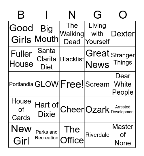 Netflix Queue Bingo Card