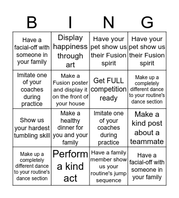 Fusion Bingo Card