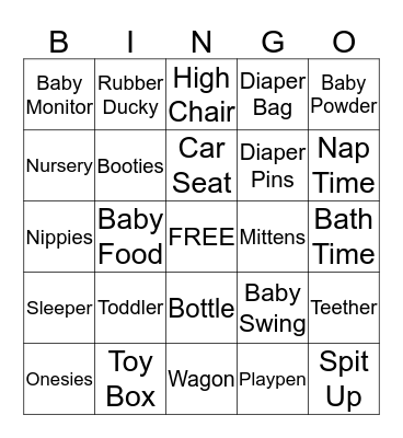 Baby Bingo Card
