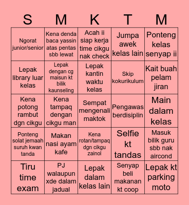 Smk Taman Mutiara Bingo Card