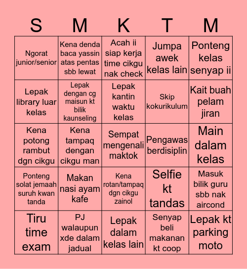 Smk Taman Mutiara Bingo Card