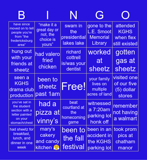 KG Bingo 🤩 Bingo Card