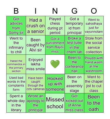 Nirmalites BINGO Card