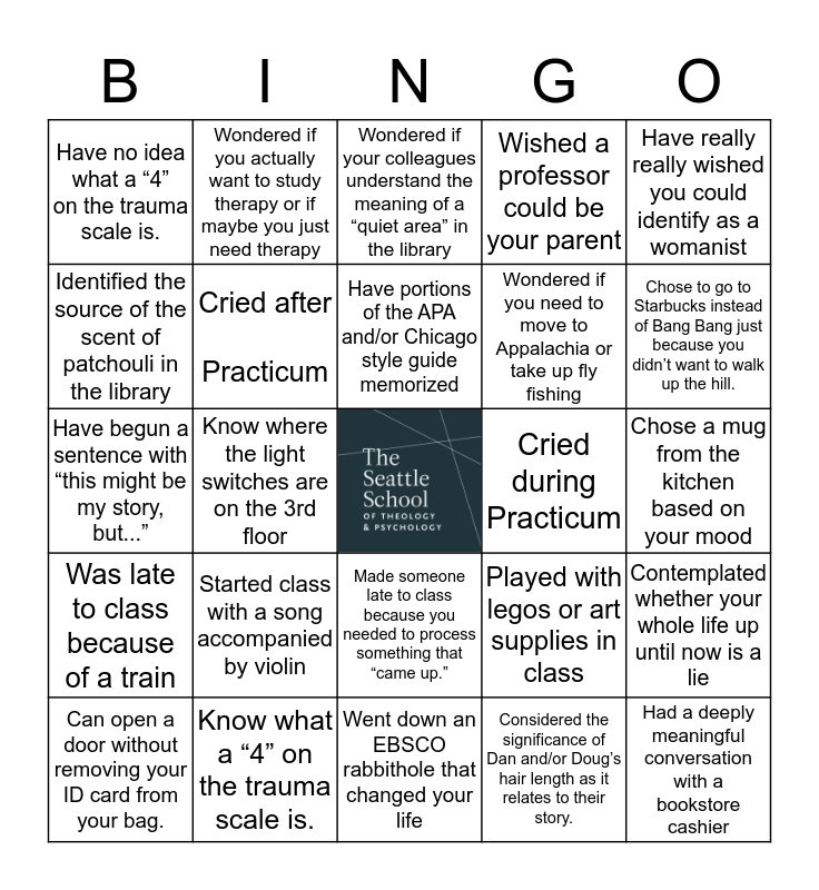 Seattle School Bingo Card