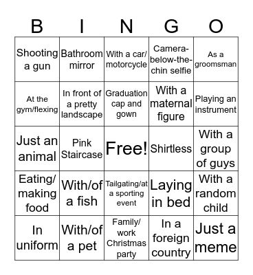Men's Pictures on their Dating Profiles Bingo Card