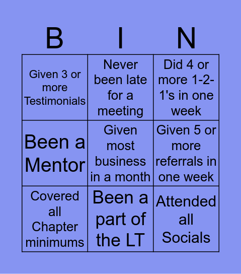 Bingo - The BNI Edition Bingo Card