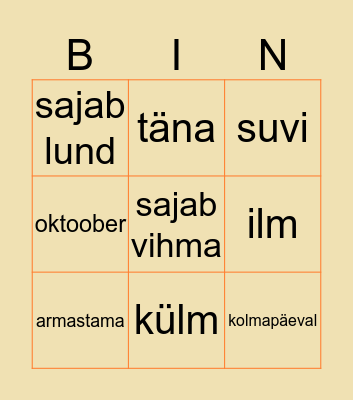 Teema 5.2 Bingo Card