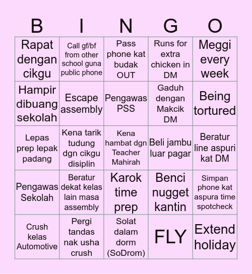 TEKNIK TAIPING MEMORIES Bingo Card