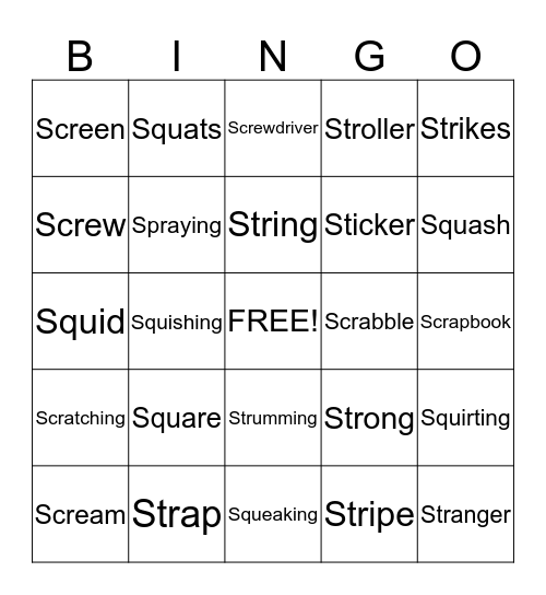 LeOmarr's "S" BINGO Card