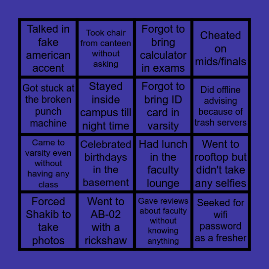 EWU Bingo Card