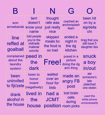 Are you in DG at UC Berkeley? Bingo Card