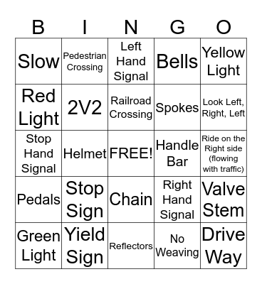 Bike Bingo Card