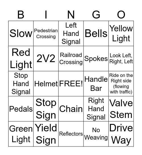 Bike Bingo Card
