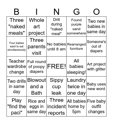 Baby Bingo Card