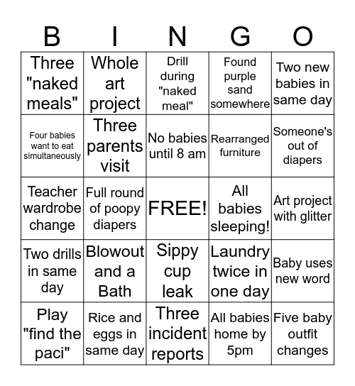 Baby Bingo Card