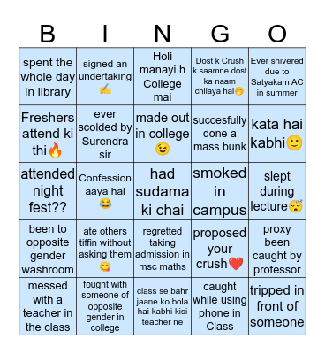 MSc Maths Bingo Card