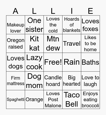 How similar are you to Bingo Card