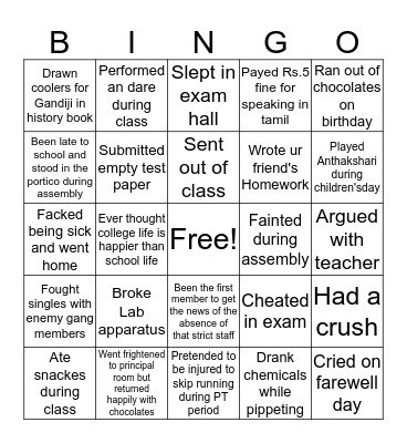 Vimalites' Bingo Card