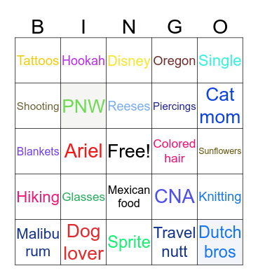 Kelsey Bingo Card