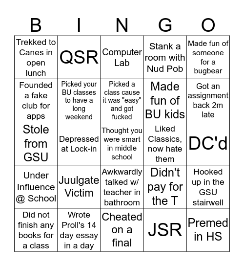 R E A L BUA Bingo Card