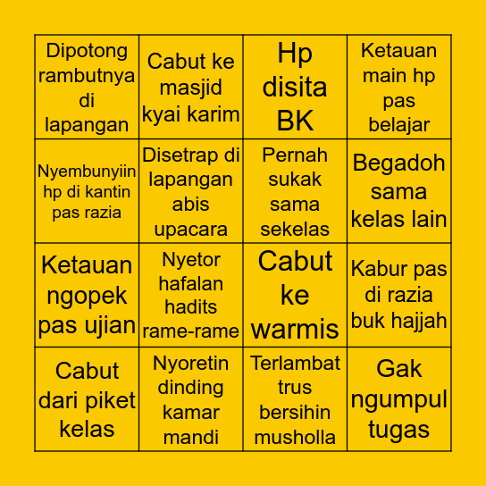 MAN Binjai Bingo! Bingo Card