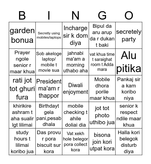 KCST HOSTEL Bingo Card