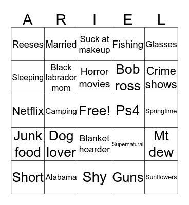 Ariel Bingo Card