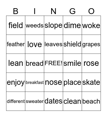 ESY Bingo Card