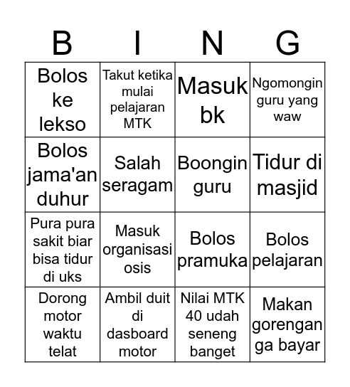 MAN Bingo Card