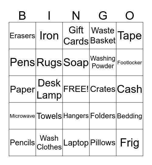 College Bound Bingo Card