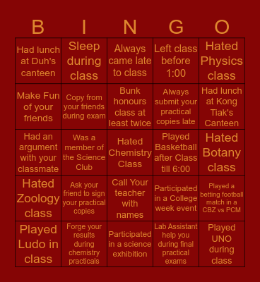 Synod College BSC Bingo Card
