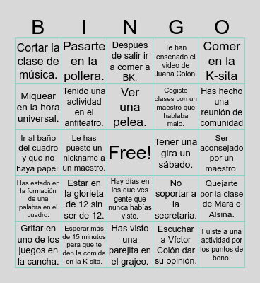 Juana Colón Montessori Bingo Card