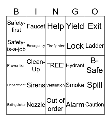 SAFETY COMES FIRST Bingo Card