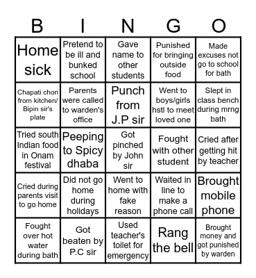 STEMS HOSTEL Bingo Card