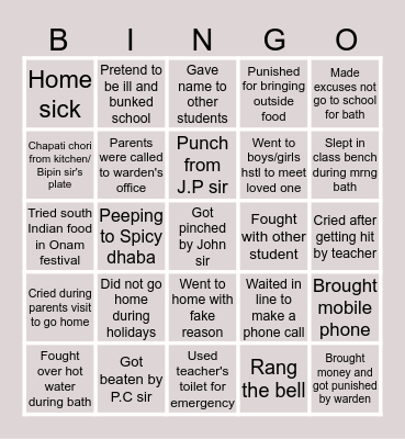 STEMS HOSTEL Bingo Card