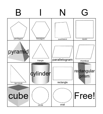 Shapes Bingo Card