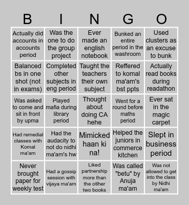 NMS Commerce Bingo Card