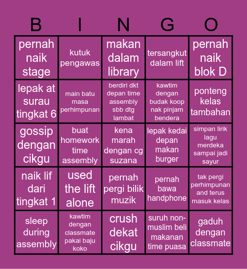 APGS BINGO Card