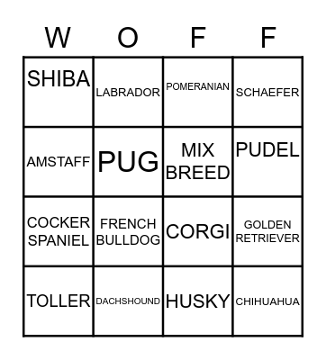 DOG BINGO Card