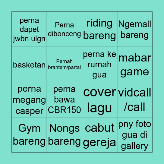 Seberapa deket lo ama brian Bingo Card