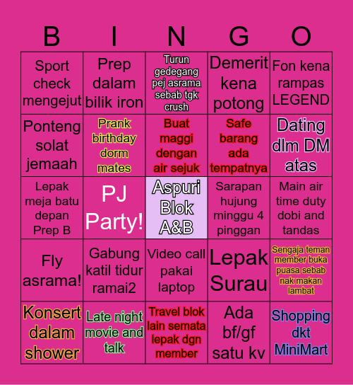 Perd Aspuri Edition 💃🙈 Bingo Card