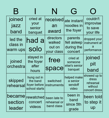 wind ensemble bingo Card